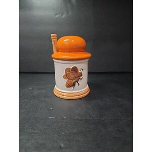 Armbee Ceramic Honey Jar, Vtg 3D Honey Bee Design Pot, Honey‎ Keeper with Spoon